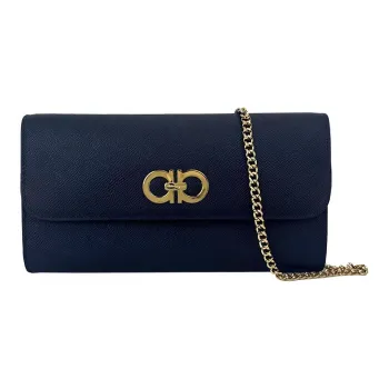 FERRAGAMO Cow Leather Handheld Shoulder Bag Crossbody Bag Unisex Marine Blue
