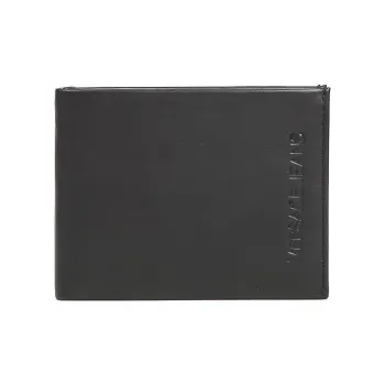 VERSACE JEANS COUTURE Calfskin Card Holder Wallet Men's Black