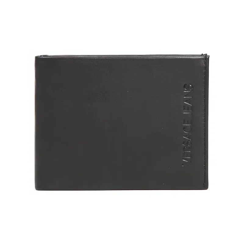 VERSACE JEANS COUTURE Calfskin Card Holder Wallet Men's Black-0