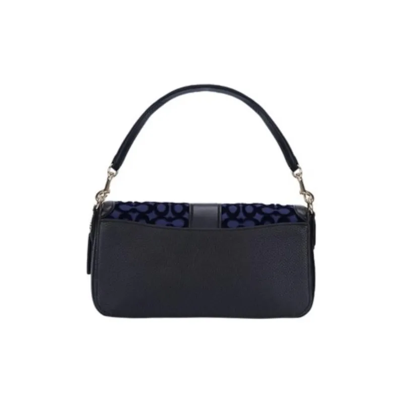 COACH Georgie Cow Leather Shoulder Bag, Portable Crossbody Bag Women's Black & Purple-1