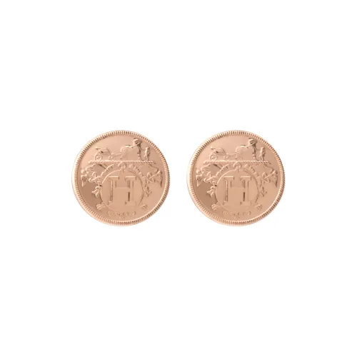 HERMES Stud Earrings Unisex Rose Gold