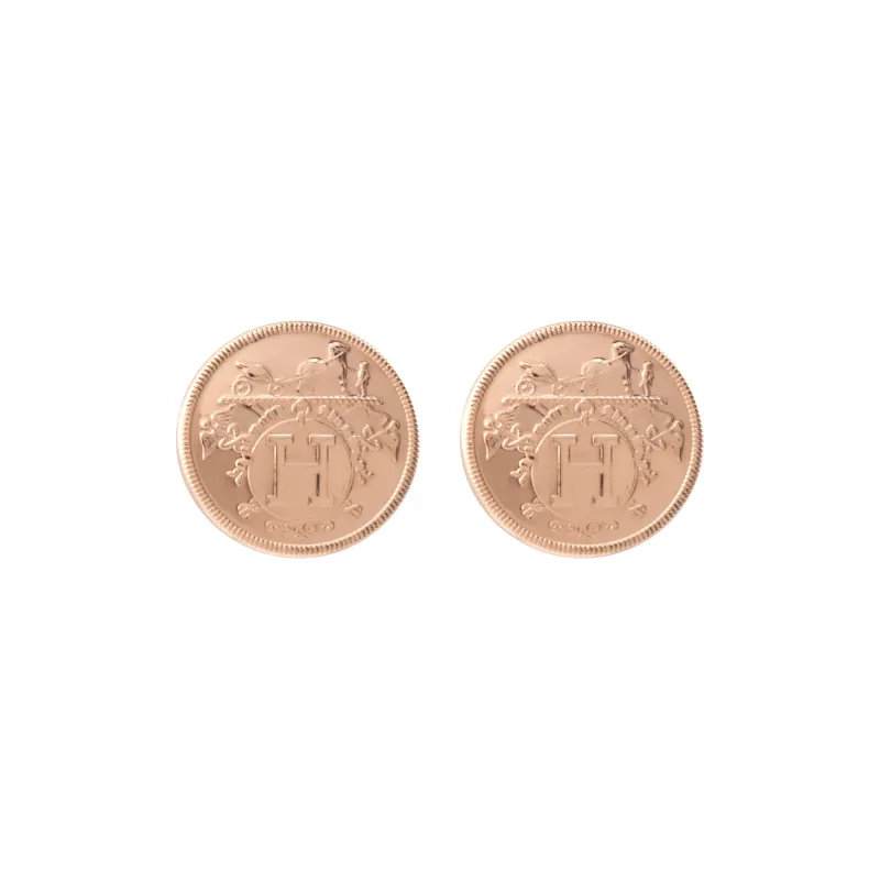 HERMES Ex Libris Stud Earrings Unisex-0