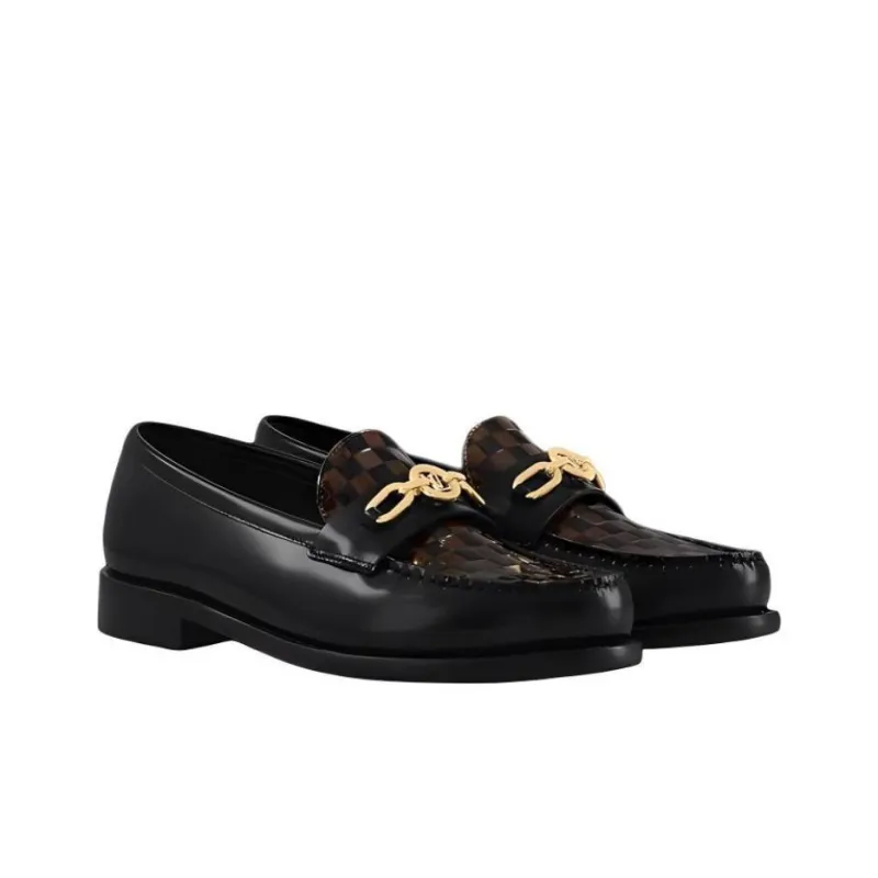 LOUIS VUITTON Chess Loafers Women's Black-2