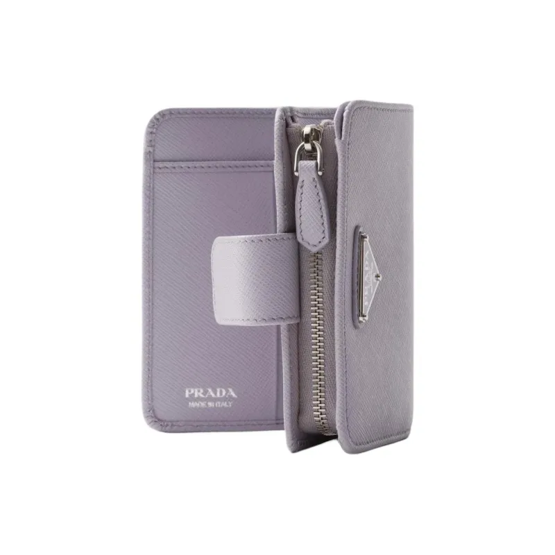 PRADA Saffiano Leather Wallet Trumpets Women's Light Purple-3