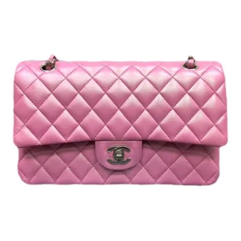 CHANEL Classic Flap CF Calfskin Crossbody Bag Shoulder Bag Medium Size Women's Pink