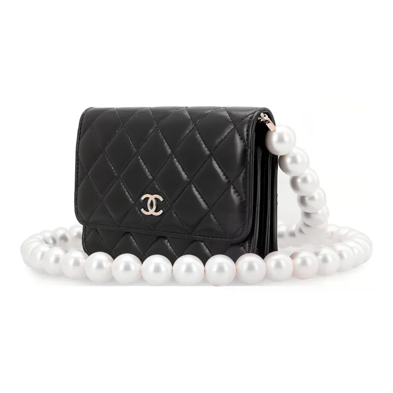 CHANEL WOC Calfskin Gold Metal Coin Purse, Card Holder, Shoulder Bag, Crossbody Bag Mini Women's Black-2