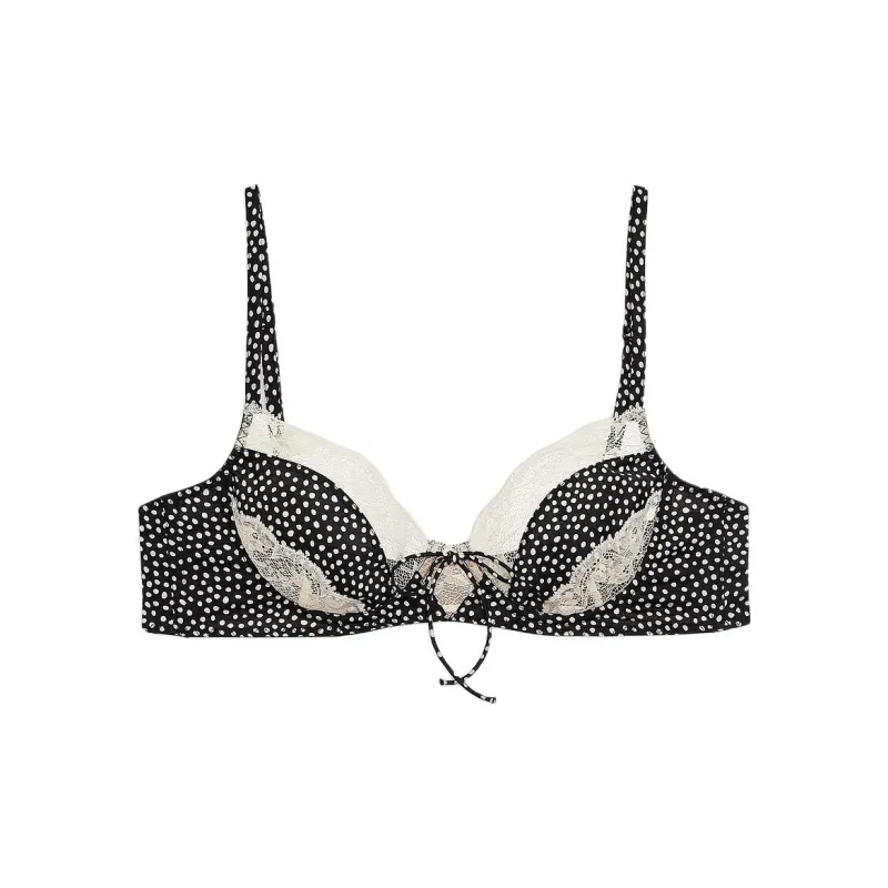 Victoria's Secret Evangeline Underwire Bra/Lottie Dot Bra Women's Black Dot-0