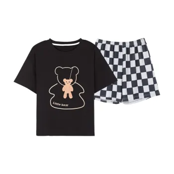 The Story Of The Flower Season Pajama Set Women's Black