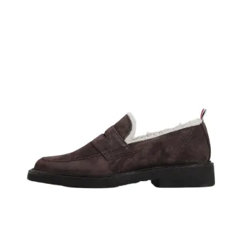 THOM BROWNE Shearling lining Suede Penny Loafers