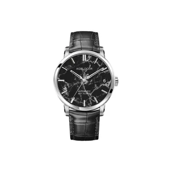 AGELOCER Automatic Mechanical Movement Genuine Leather Strap Watch Men's Watches Black Dial