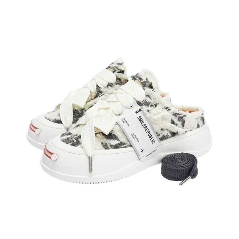SMILEREPUBLIC Slip Resistant Height Increasing Low Top Canvas Shoes Unisex Black White-2