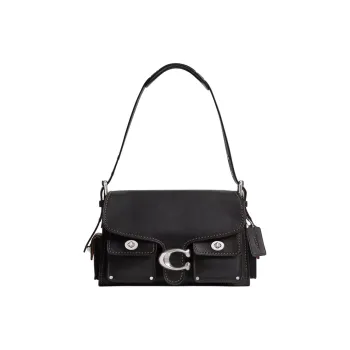 COACH CargoSoft Tabby Natural Grained Leather Biker Bag Shoulder Bag Handbag Medium Size Women's Black