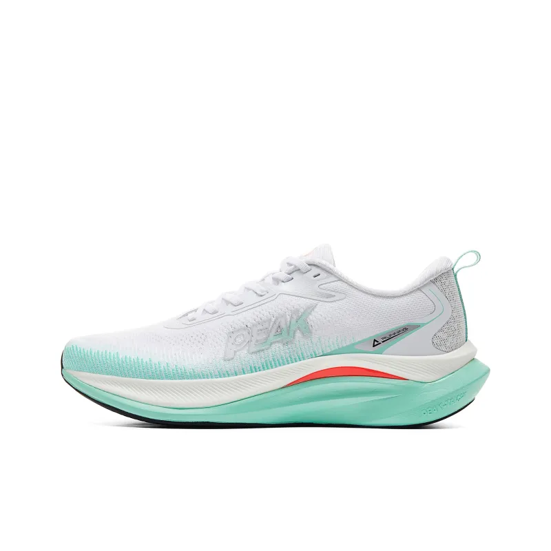 PEAK Cushioned Anti Slip And Wear Resistant Lightweight Low Top Running Shoes Men's All White Nouveau Green-0