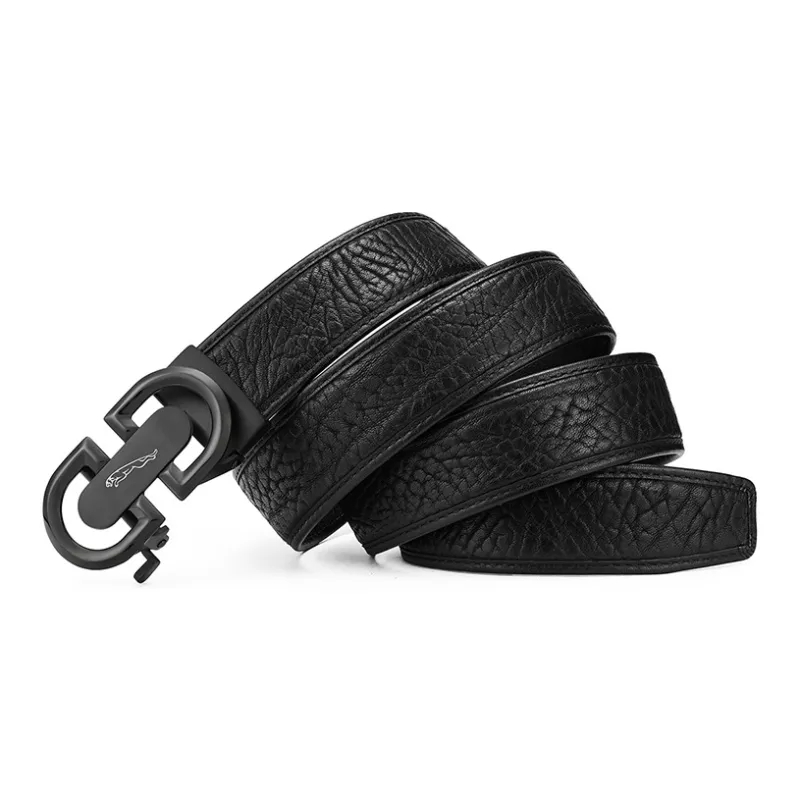 JAGUAR Classic High End Business Casual Automatic Buckle Wild Buffalo Leather Leather Belts Men's Gunmetal Width  3.5cm-2