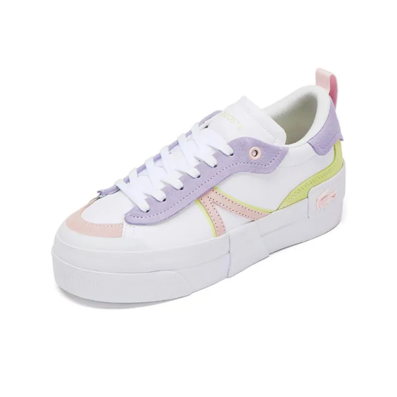 LACOSTE Low Top Skateboard Shoes Women's White Purple-1