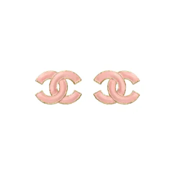 CHANEL Enamel Stud Earrings Women's Pink