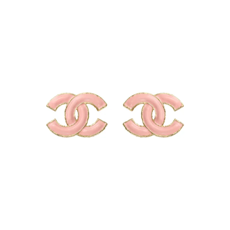 CHANEL Enamel Stud Earrings Women's Pink-0