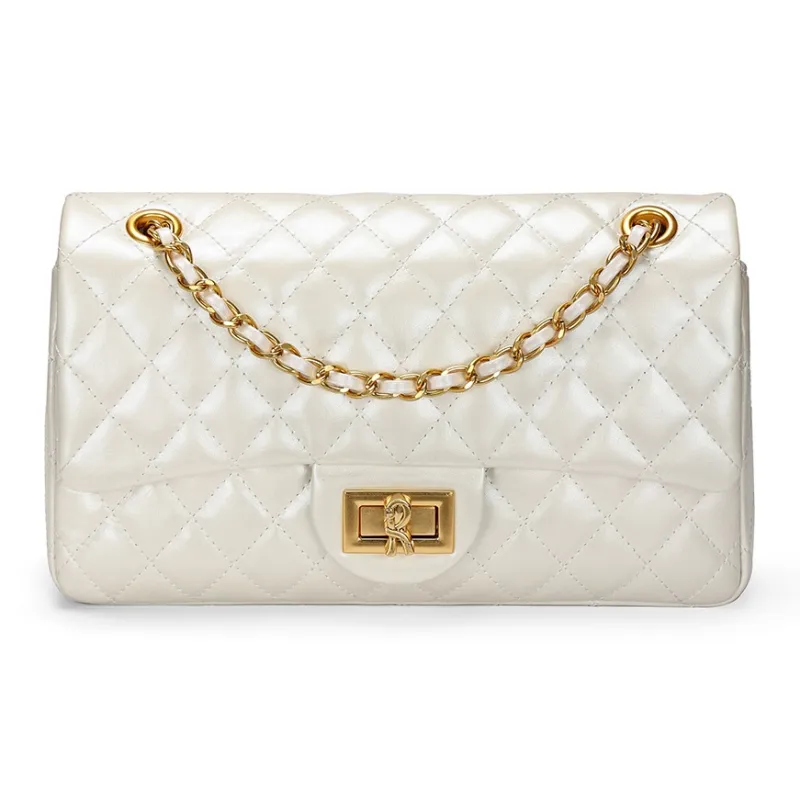 ROBERTA DI CAMERINO Cow Leather Chain Shoulder Bag Crossbody Bag Small Square Bag Regular Women's Black/White-9