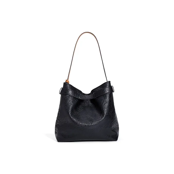 COWEC YCAKI Synthetic Leather Shoulder Bag Women's Black Floral/Denim Light Blue/Black-2