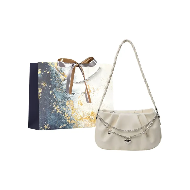 Iman's House PU Shoulder Bag Women's Ecru/Light Khaki/Black-0
