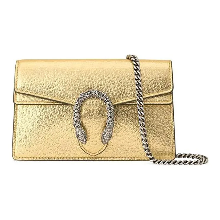 GUCCI Dionysus Leather Portable Crossbody Bag, Shoulder Bag Women's Gold-0