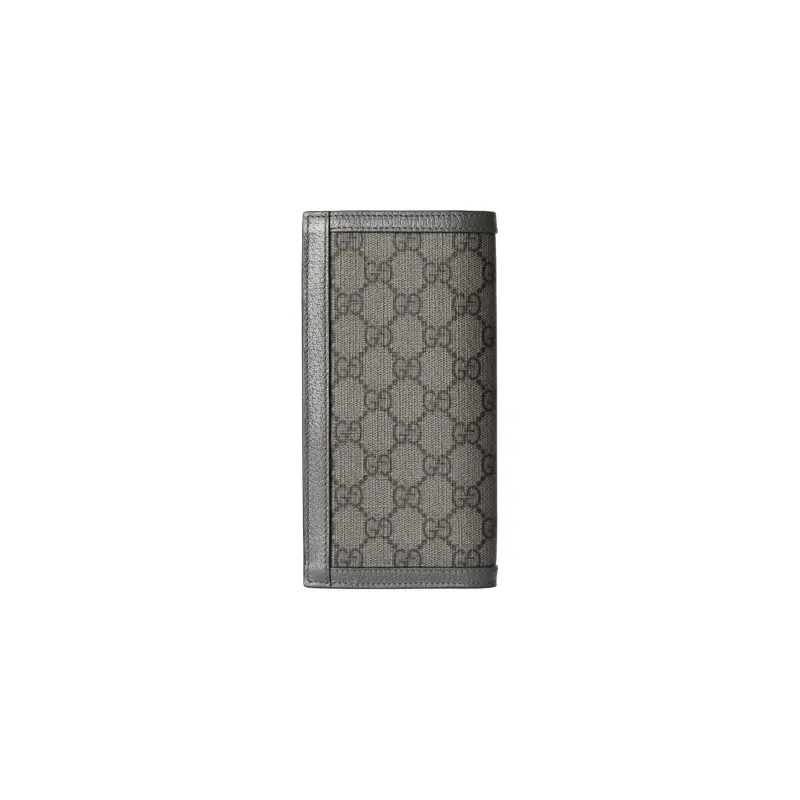 GUCCI Canvas With Leather Trim Wallet Men's Gray & Black-2