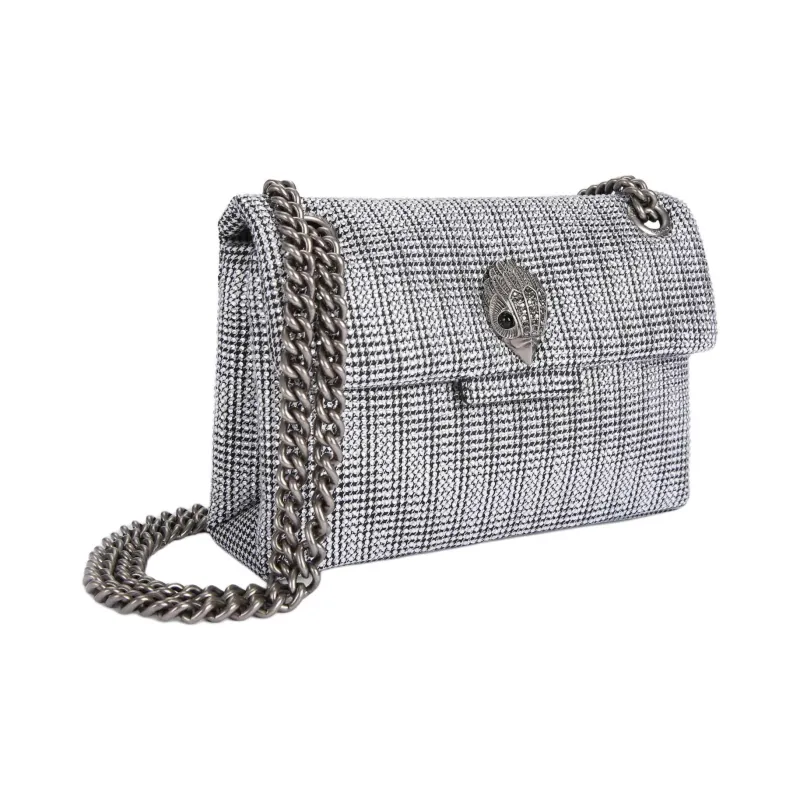 Kurt Geiger London Houndstooth Fabric Shoulder Bag Crossbody Bag Mini Women's Silver-1