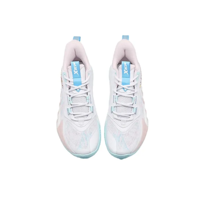 XTEP Reverse 2nd Generation Cushioning Low Top Basketball Shoes Men's Pink Blue-4