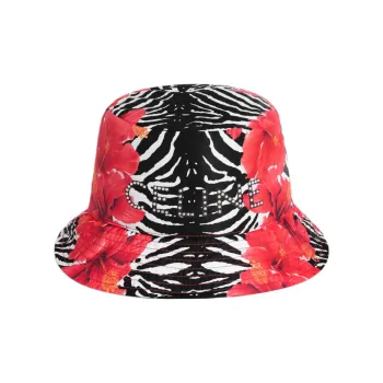 CELINE Studs Bucket Hat In Hibiscus Zebra Nylon