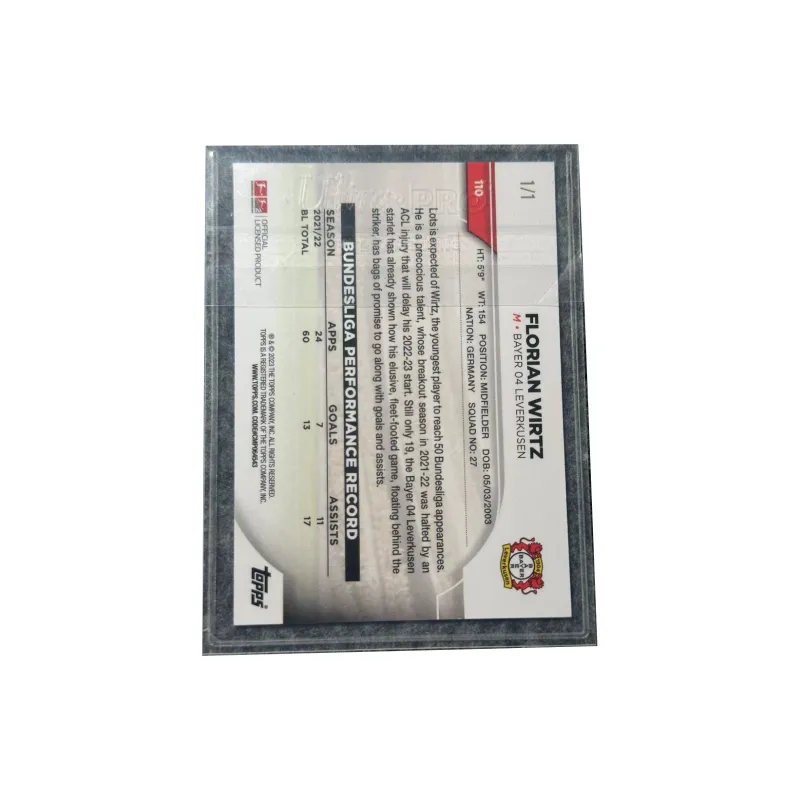 Topps 22 23 Leverkusen Wirtz Bundesliga 1/1 Gold Player Card Product Access Sports Cards 1 Pc-1