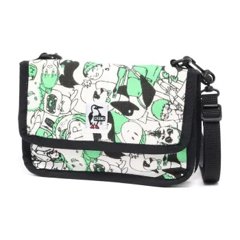CHUMS Cotton With Polyester Crossbody Bag, Shoulder Bag Mini Unisex Green & White