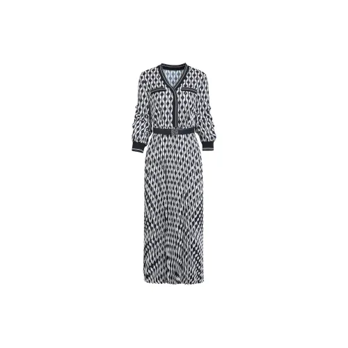 BADINA Long-Sleeved Dresses Women's Black White Geometry