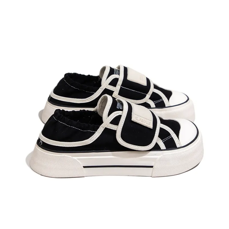 Feiyue Slip Resistant, Abrasion Resistant, Breathable, Lightweight Low Top Platform Canvas Shoes Women's Black Rice-1