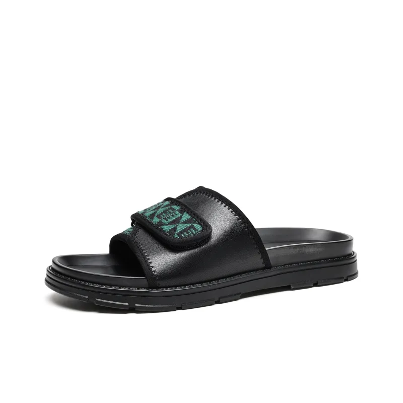 TRUMPPIPE Abrasion Resistant Slide Slippers Men's Black Green-1