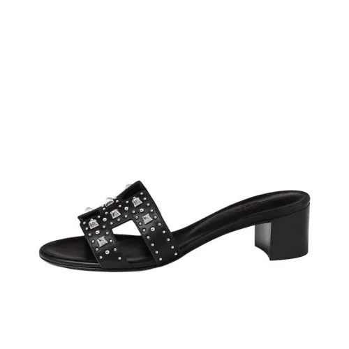 HERMES Oasis Slide Slippers 5cm Women's Black