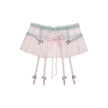 Victoria's Secret FOR LOVE & LEMONS Anya Garter Skirt / PN Underpants Women's Blue Pink