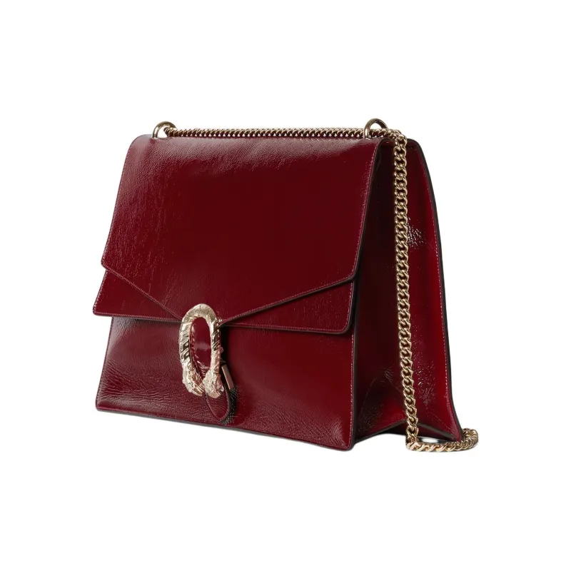 GUCCI Dionysus Patent Leather Crossbody Bag Shoulder Bag Large Size Women's Red-1