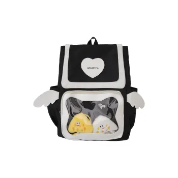 Dusen Kangaroo Nylon With PVC Backpack Regular Unisex Black/Pink/Light Blue/Yellow