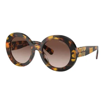 MIU MIU Tortoiseshell-effect Round-frame Sunglasses