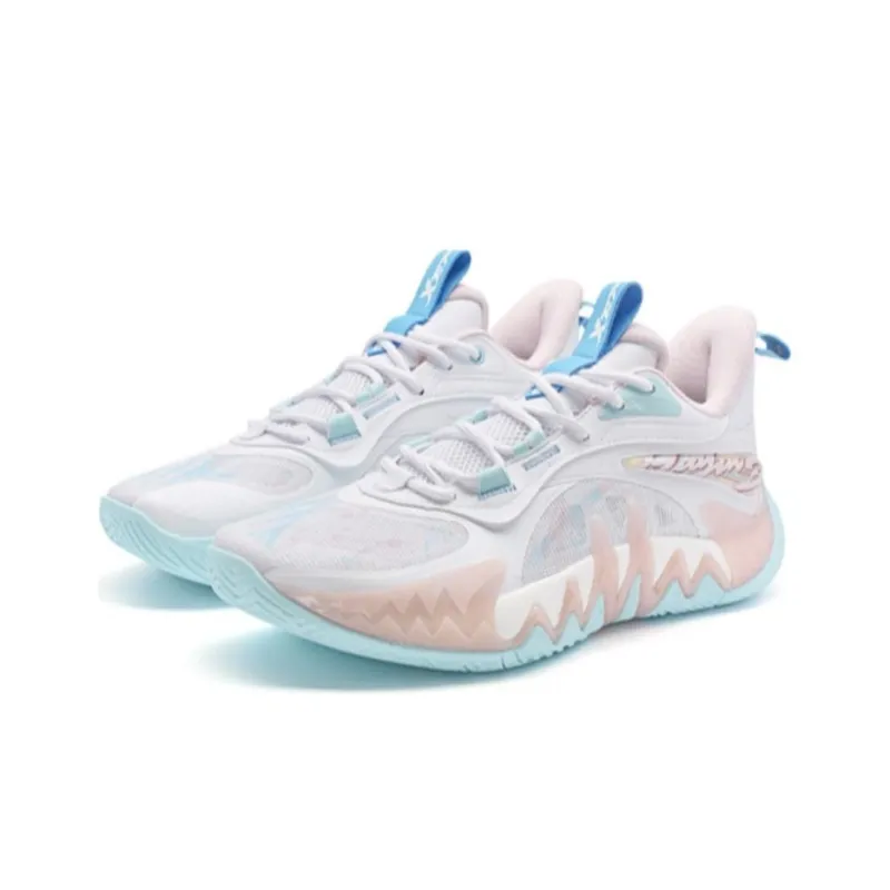 XTEP Reverse 2nd Generation Cushioning Low Top Basketball Shoes Men's Pink Blue-2