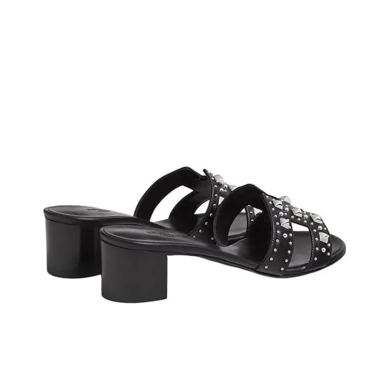 HERMES Oasis Slide Slippers 5cm Women's Black-3