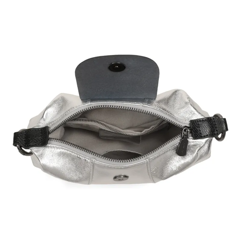 COMELY Sheepskin Patchwork Leather Shoulder Bag, Handbag, Shoulder Bag Women's Silver/White-5