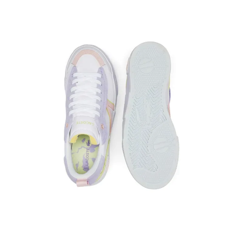 LACOSTE Low Top Skateboard Shoes Women's White Purple-4
