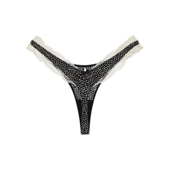 Victoria's Secret Evangeline Thong Panty /Lottie Dot Underpants Women's 1 Pack Black Dot