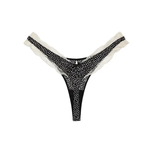 Victoria's Secret Evangeline Thong Panty /Lottie Dot Underpants Women's 1 Pack Black Dot