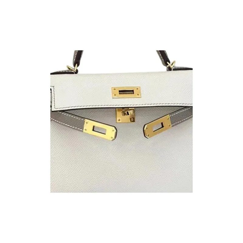 HERMES Kelly Epsom Calfskin Kelly Bag Handbags Mini Women's 00 Milkshake White & Galaxy Gray-1