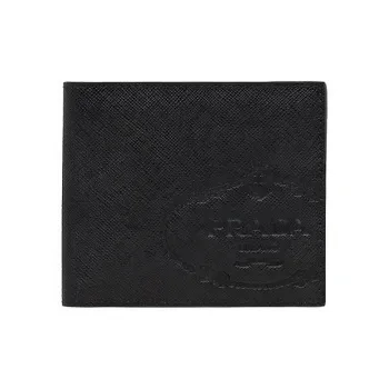 PRADA Saffiano Leather Wallet Unisex Black
