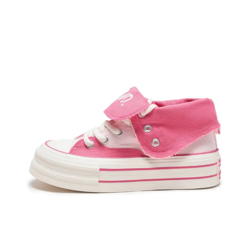 Hotwind Height Increasing Wear-Resistant Slip-Resistant Mid-Top Canvas Shoes Women's-4