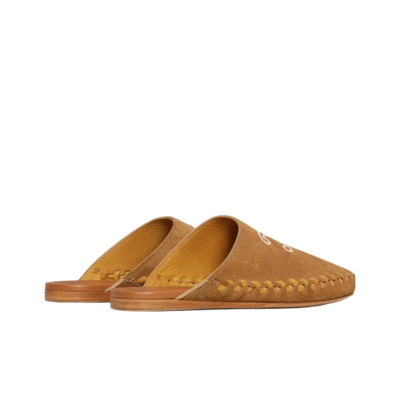 CELINE Triomphe Wrap toe Slippers Men's Brown-4