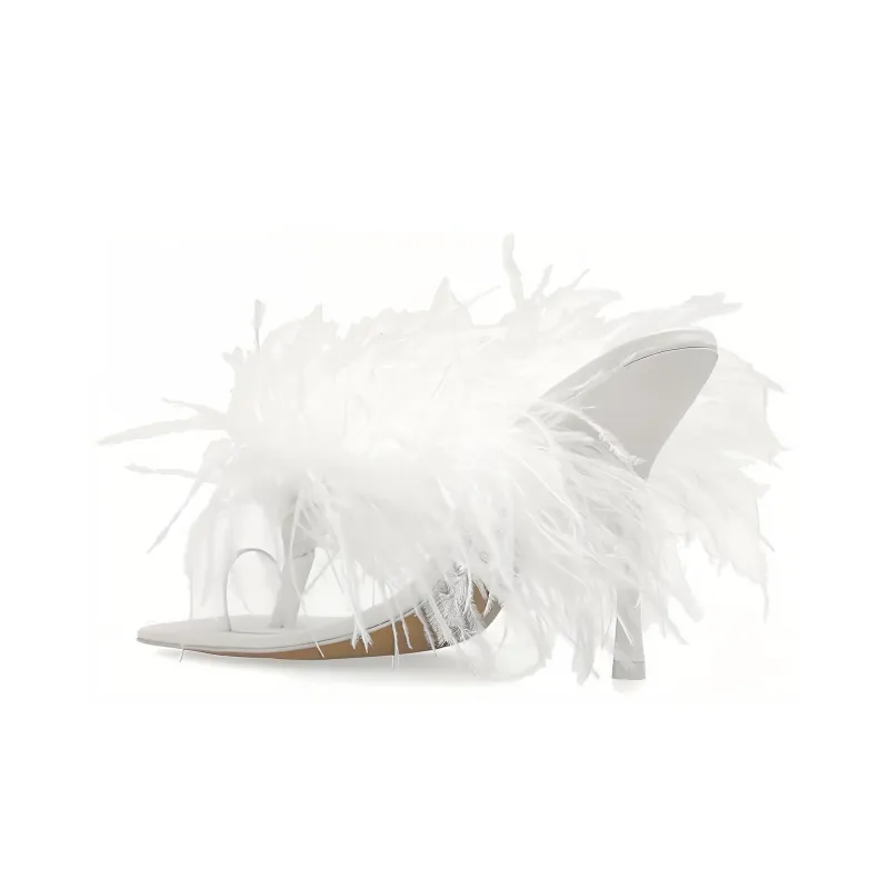 Cult Gaia Feather-detail 115mm Pumps-4